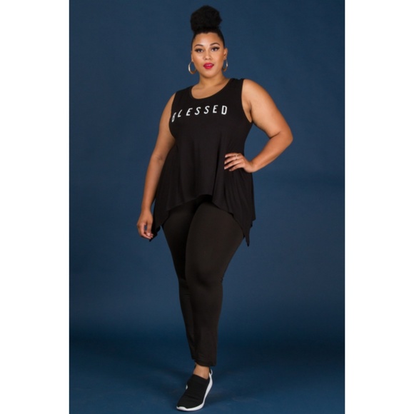 123X PLUS Blessed Sleeveless Loose Fit Top BLACK - Picture 5 of 5